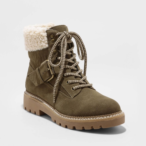 sherpa lace up boots
